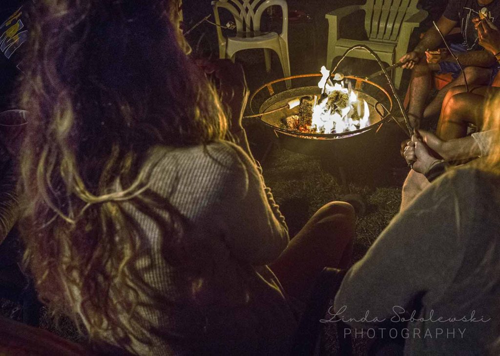 toasting marshmallows over a bonfire, Westbrook ct photographer