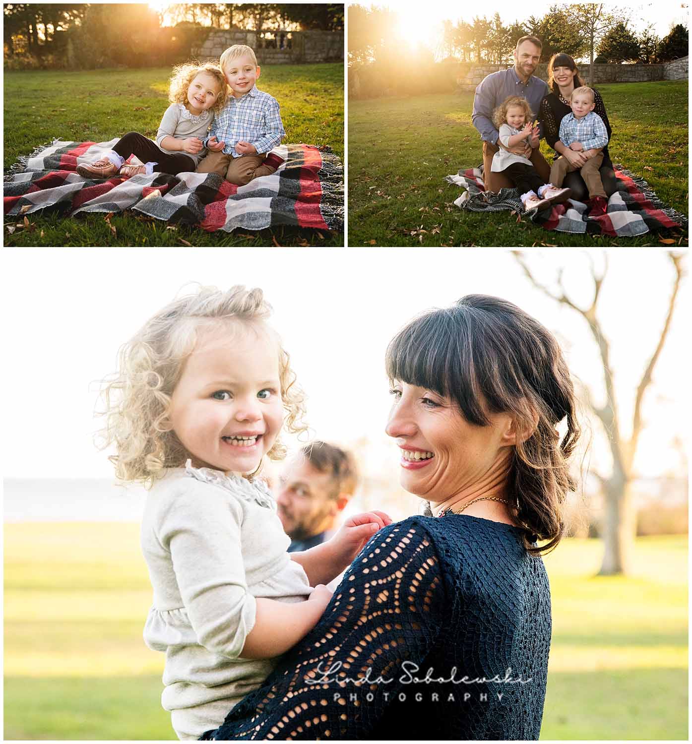 fall portrait session of family of four, harkness memorial park, waterford ct photographer