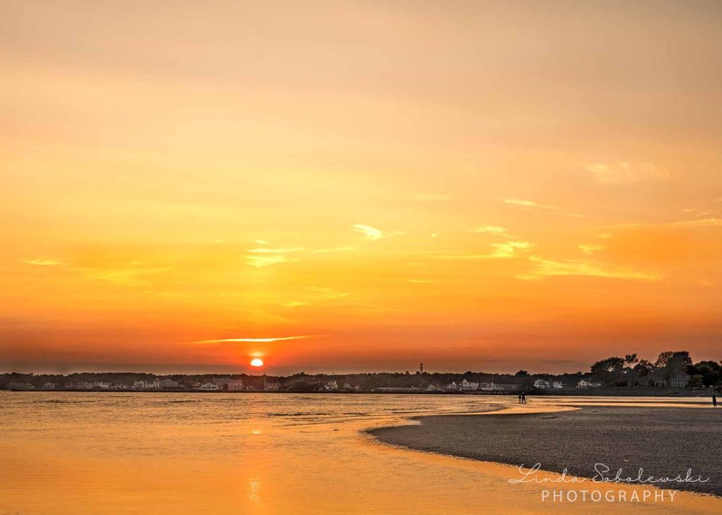 sun setting over the ocean, Harvey's beach, old Saybrook landscape photographer