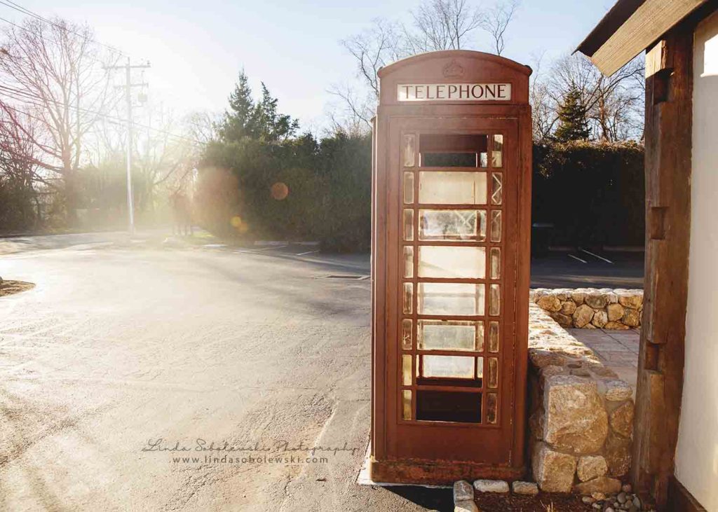 phone booth with sun flare, old Saybrook ct photographer