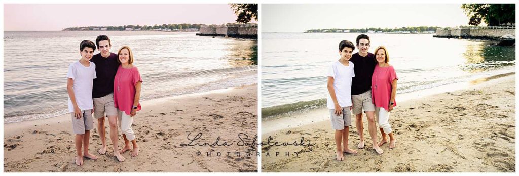 grandmother and her grandsons at the beach, branford photographer 