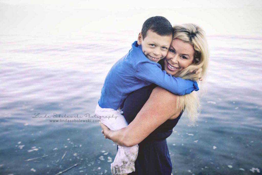 mother and son photo session at the beach, chapman beach westbrook ct 