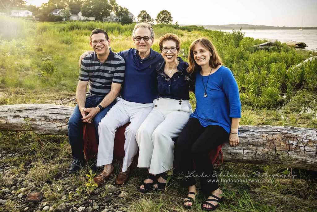 parents with their adult children at the beach, old Saybrook family photographer