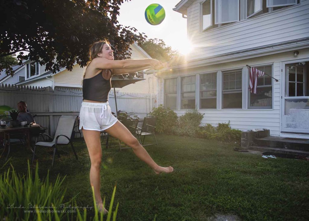 girl hitting a volleyball, movement project 52, westbrook lifestyle photographer, august 2019