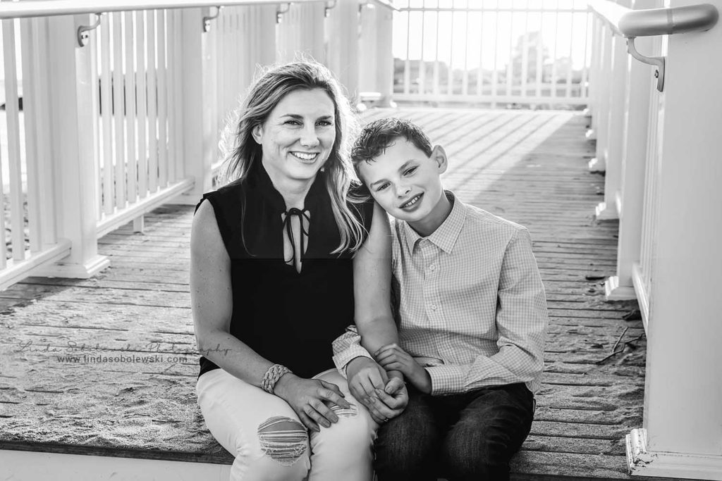 black and white image of mom and her son, madison ct family photographer