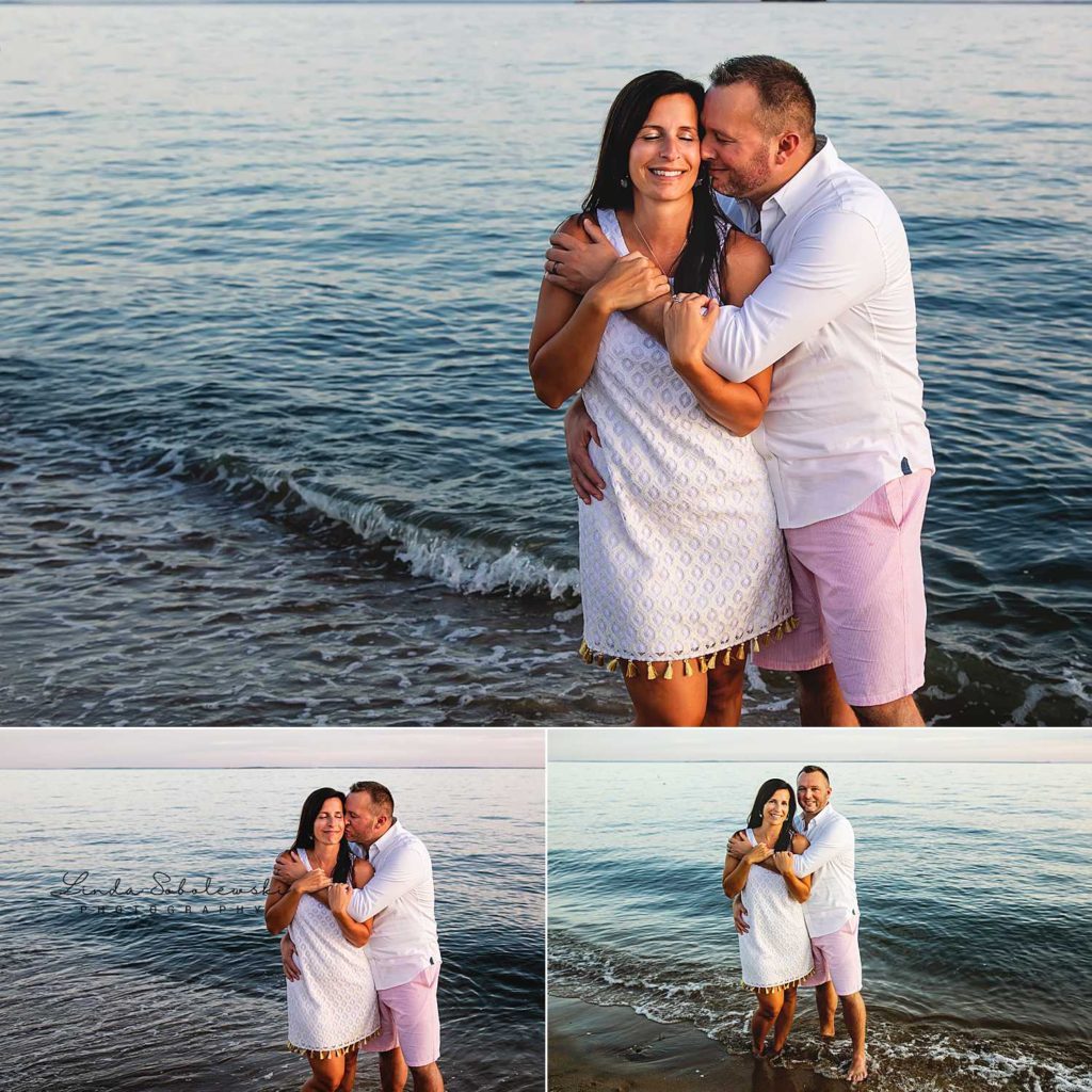 husband and wife on the beach, westbrook couple photography