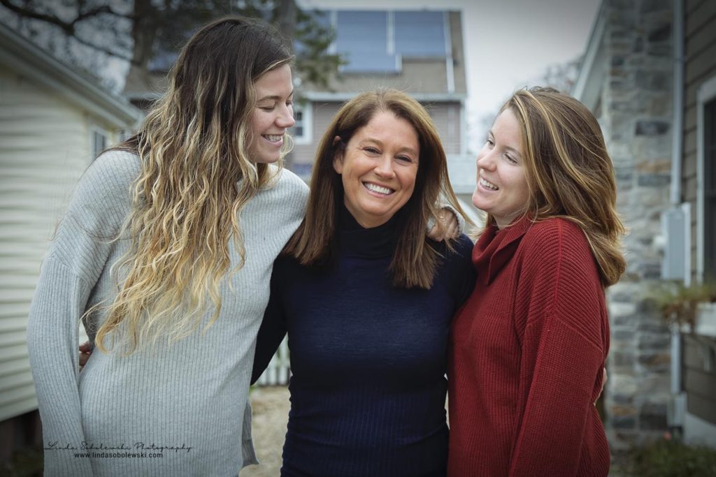 three women smiling, Old Saybrok, CT family photographer