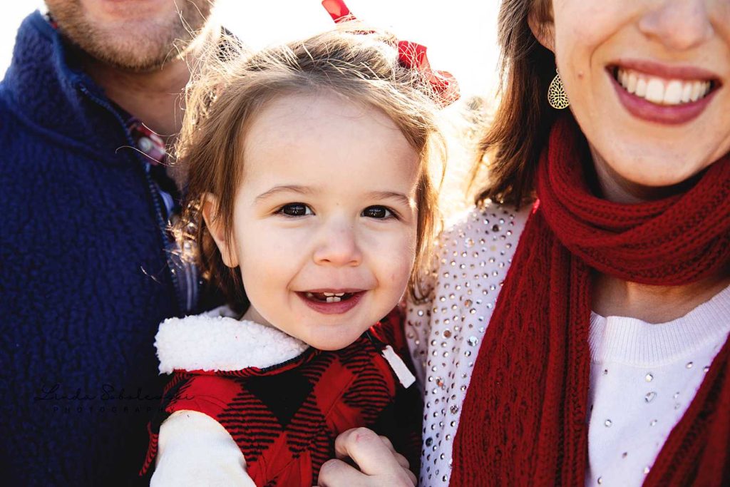cute little girl with a red bow in her hair, Madison, CT family photographer, a look back at 2019
