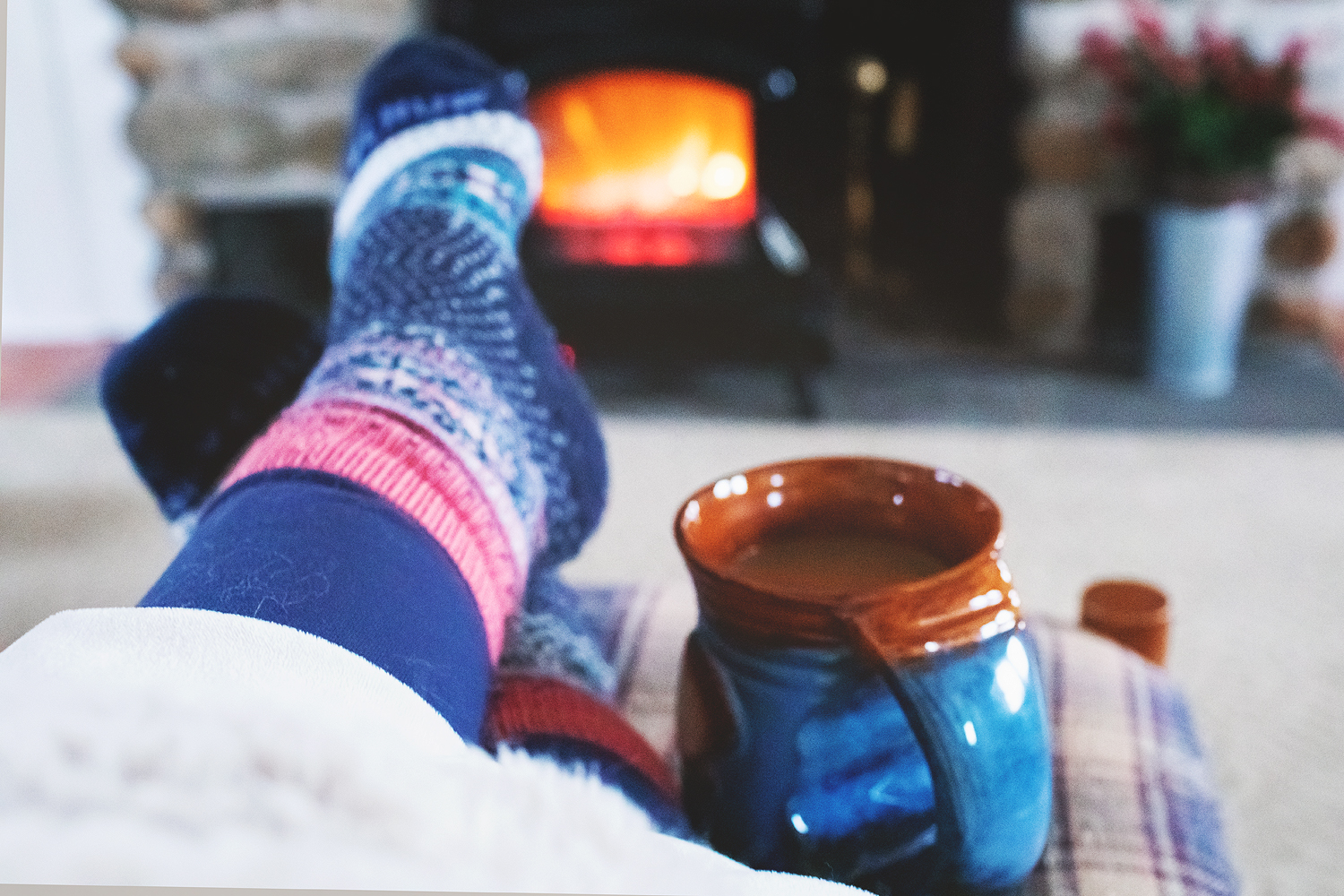 What's Good Wednesday, Winter Edition - sitting in front of the fireplace with cup of coffee