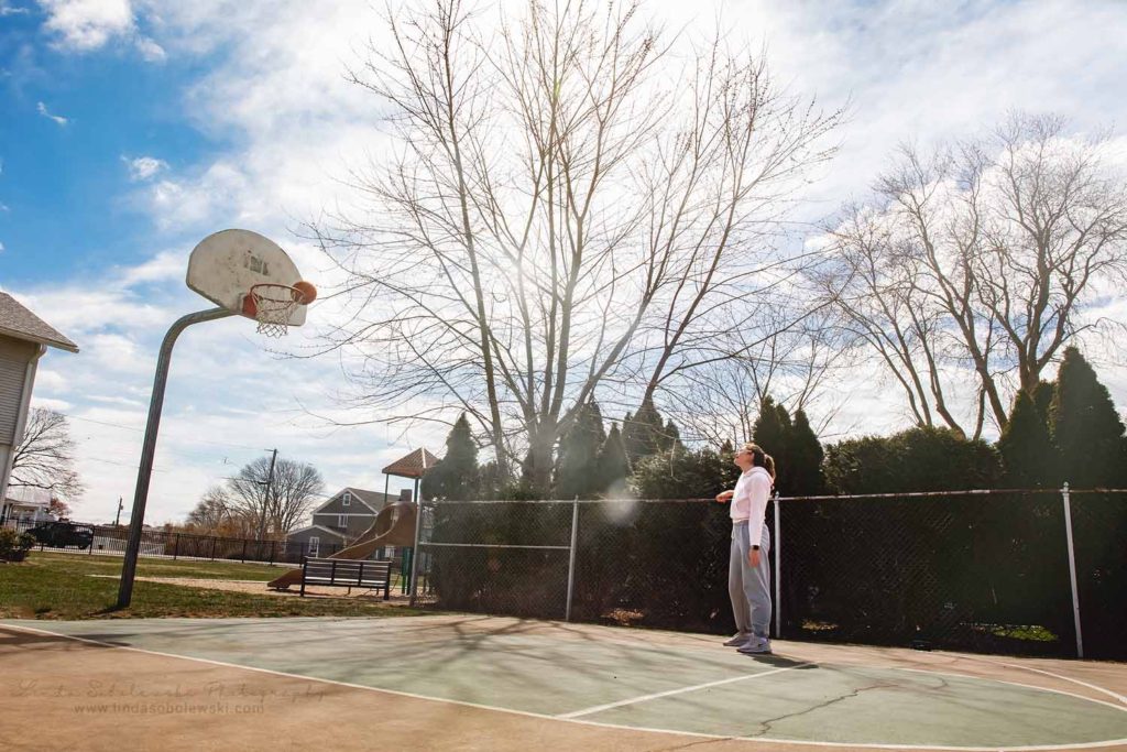 girl playing basketball, April 2020 personal project for Linda Sobolewski Photography