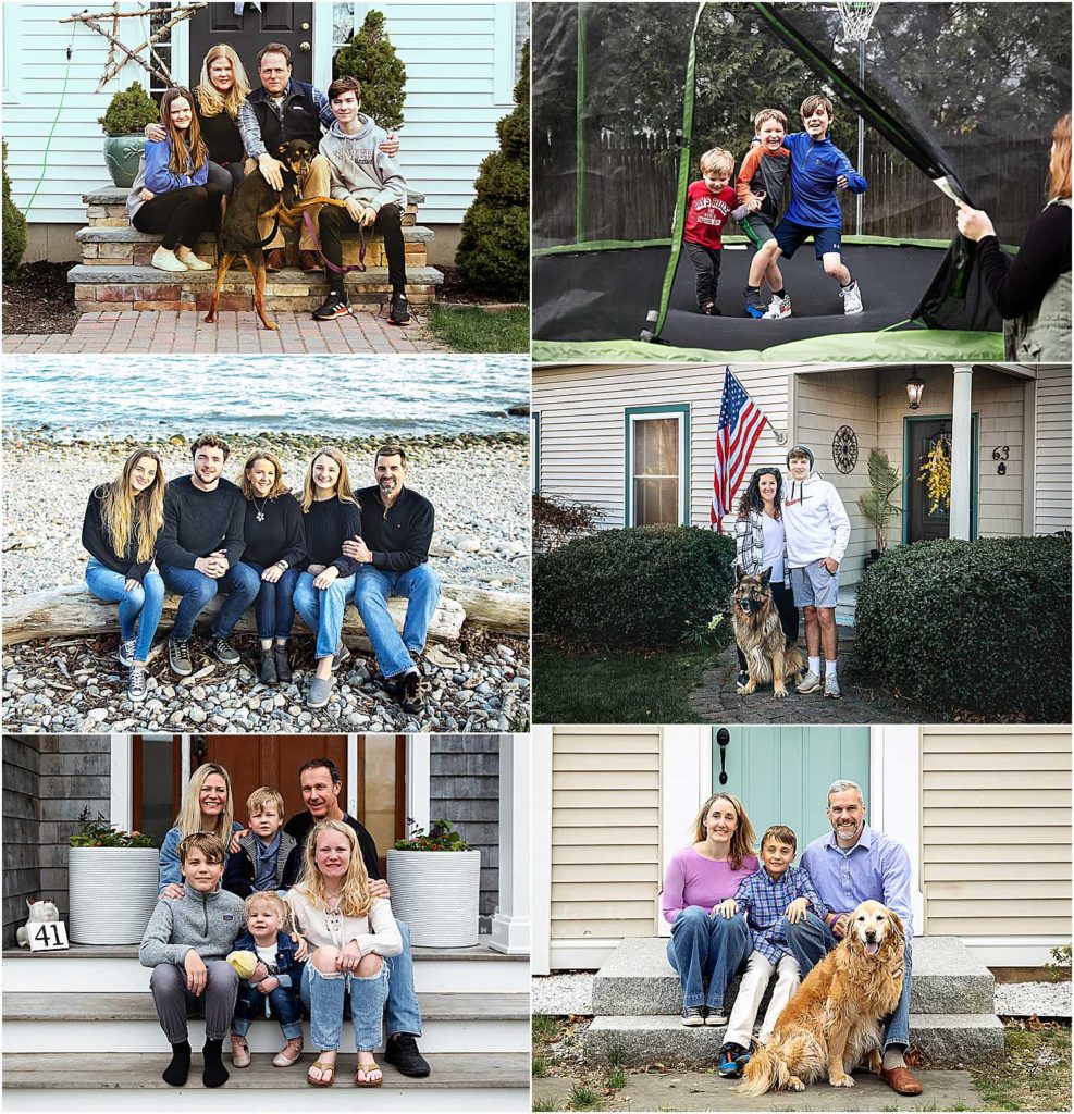 Families pose for The Front Steps Project, CT Shoreline Photographer
