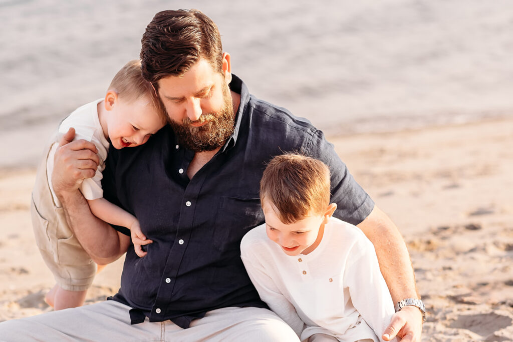 dad holding his two little boys, CT Family photographer
