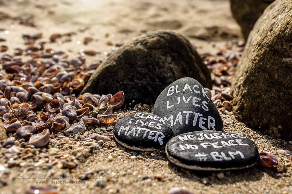 rocks with black lives matter message painted on them, June, 2020 Personal Project for Linda Sobolewski Photography, CT Family Photographer
