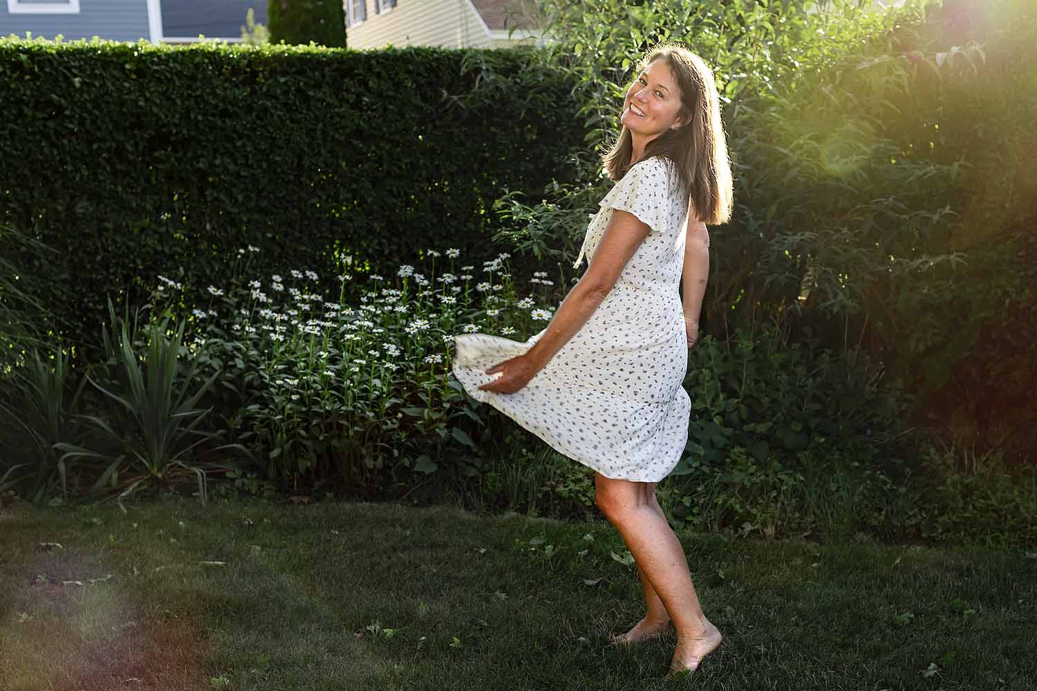 girl spinning around in a dress, July 2020 personal project for Old Saybrook CT photographer