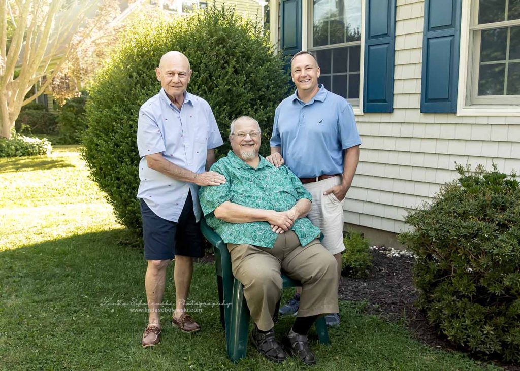two elderly men posing for extended family photo session, Connecticut Family Photographer