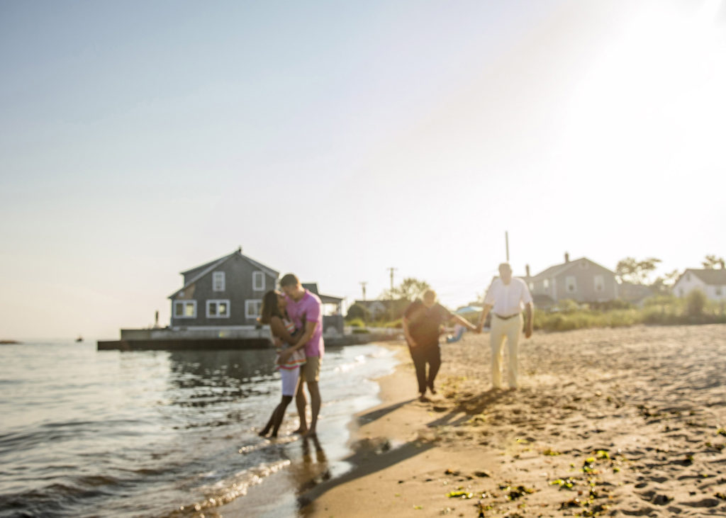 blurry image of couples on the beach, august 2020 personal photography project, Old Saybrook, CT photographer