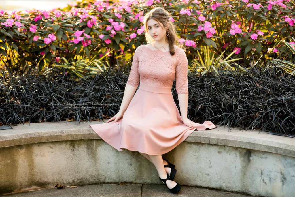 girl in pink dress, CT High School Senior Photography