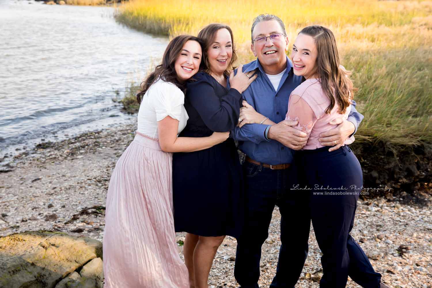 family of four hugging each other, Guilford CT family photography session