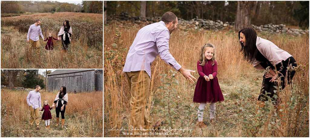 family of three playing together, Fall Family Photo shoot, Old Saybrook, CT photographer