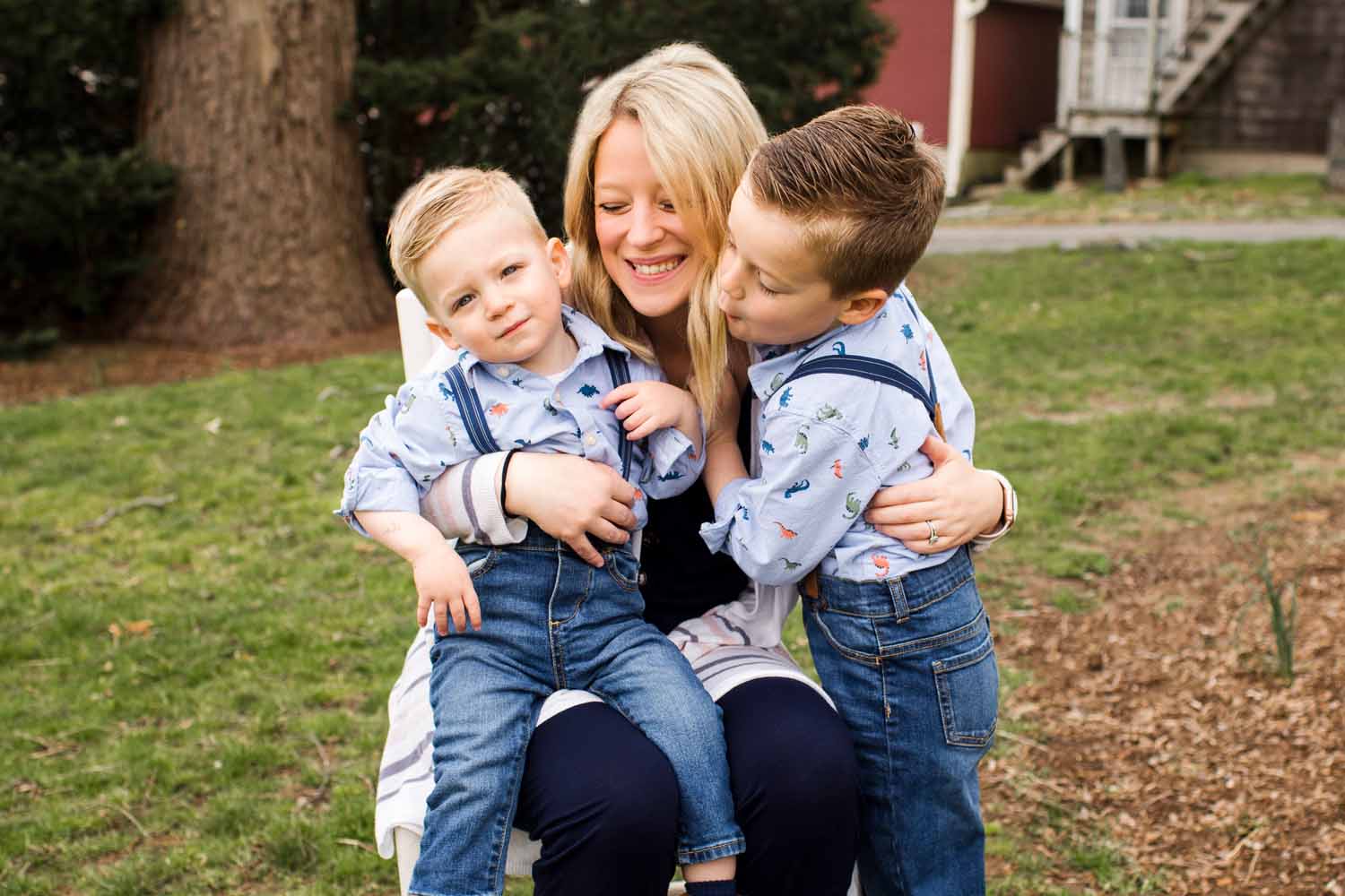 two little boys hugging their mom, Mother's Day Photos, Essex, CT Photographer