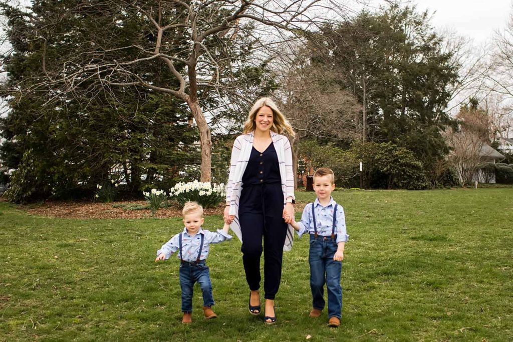 mom walking with her two little boys, mother's day photos, Essex, CT photographer
