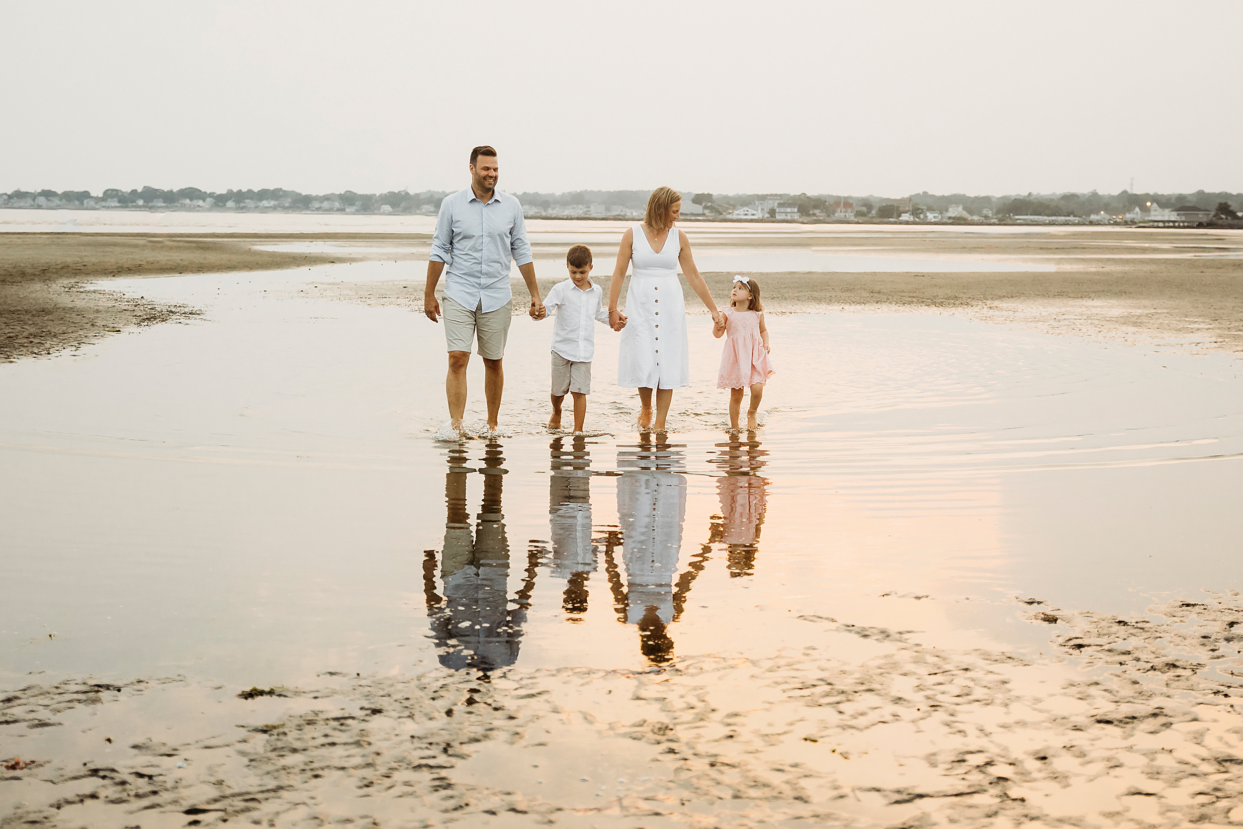family walking at the beach, Lyme, CT photographer, how to choose a location for your photo session