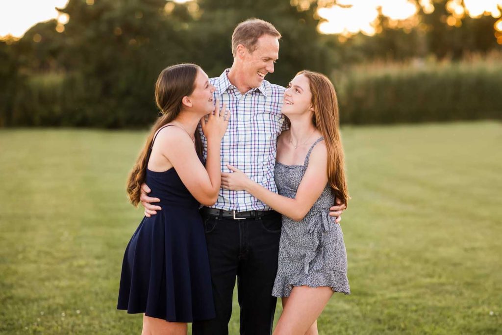 dad with his two girls, CT family photography session