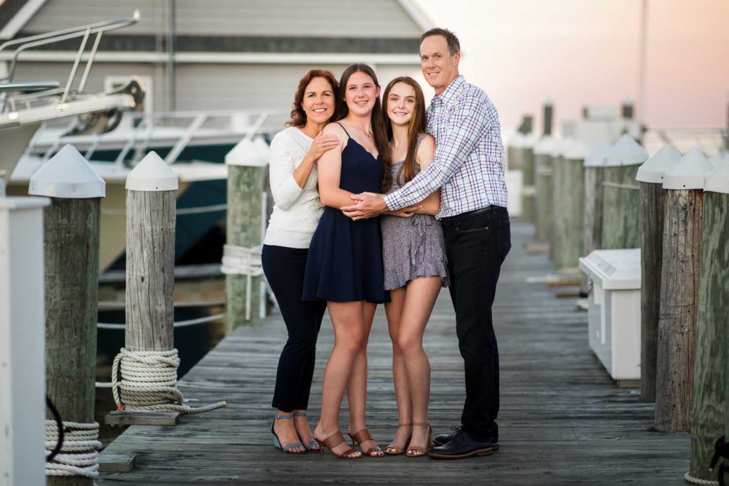 family of four playing together, CT shoreline beautiful family photography session