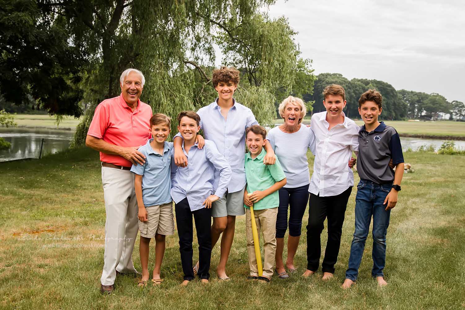 six grandsons and their grandparents at a family reunion photo shoot, CT Family photographer