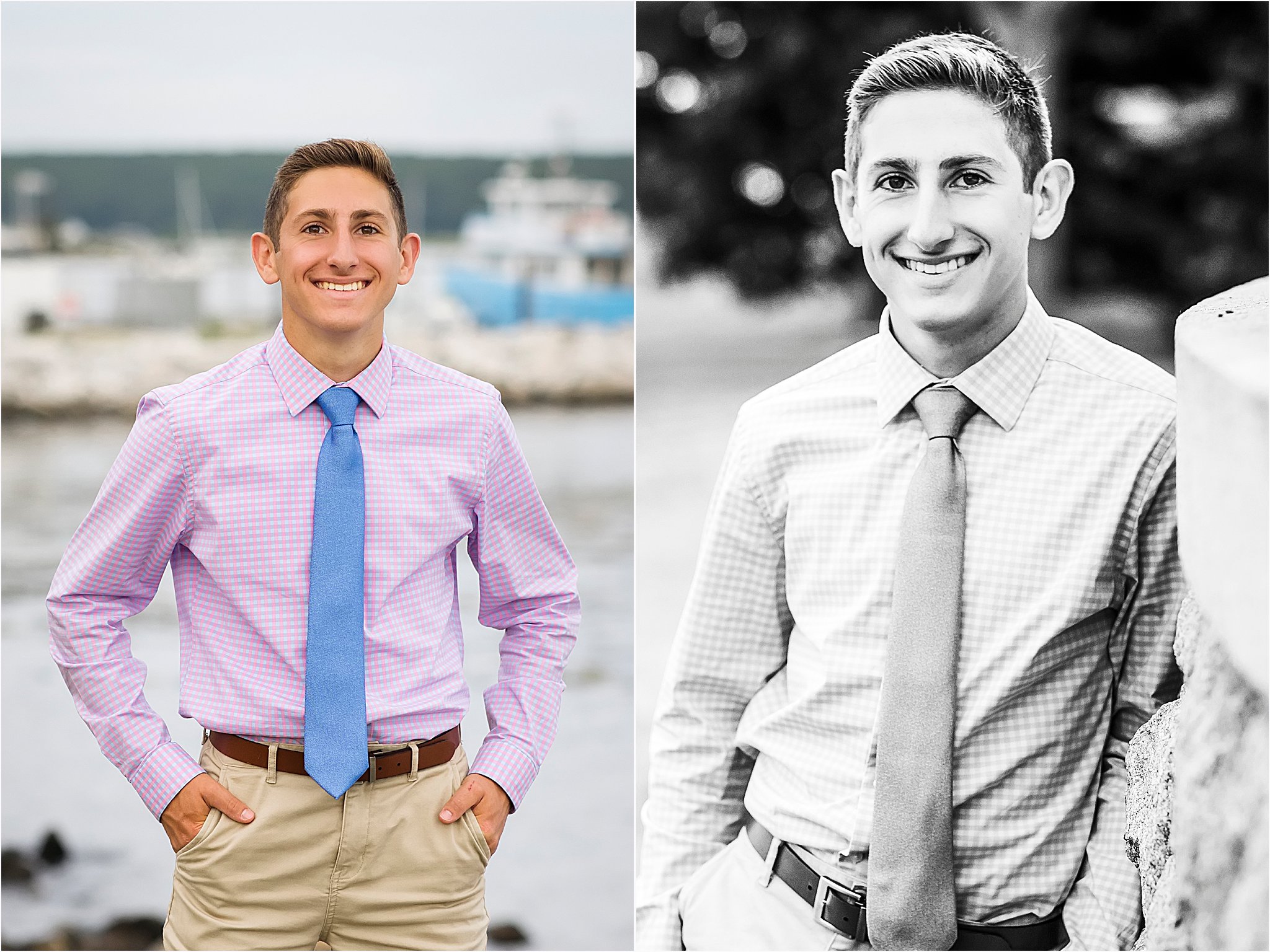 two photos of a teenage boy standing with his hands in his pocket, Old Saybrook CT photographer