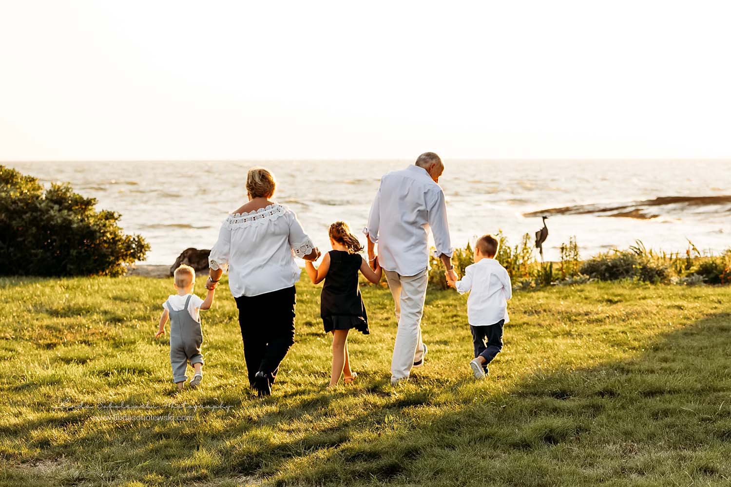 grandparents walking with their four grandchildren, Extended Family Photographer
