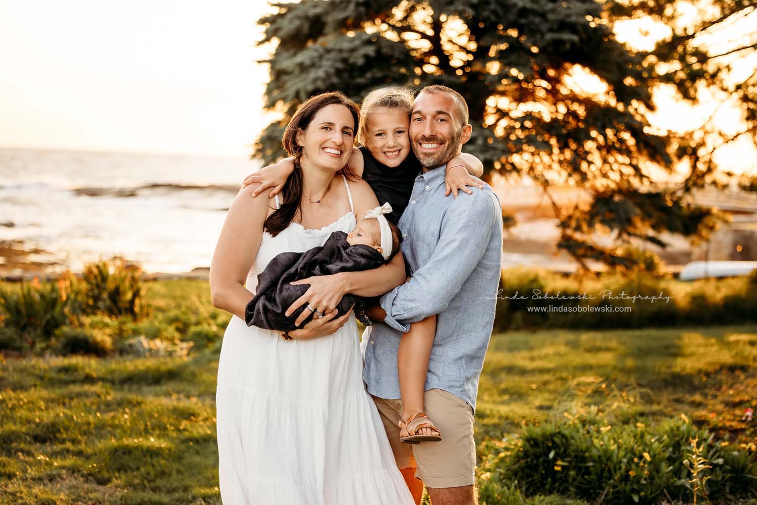 family of four at the beach, CT Family Beach Photoshoot, CT shoreline lifestyle photographer