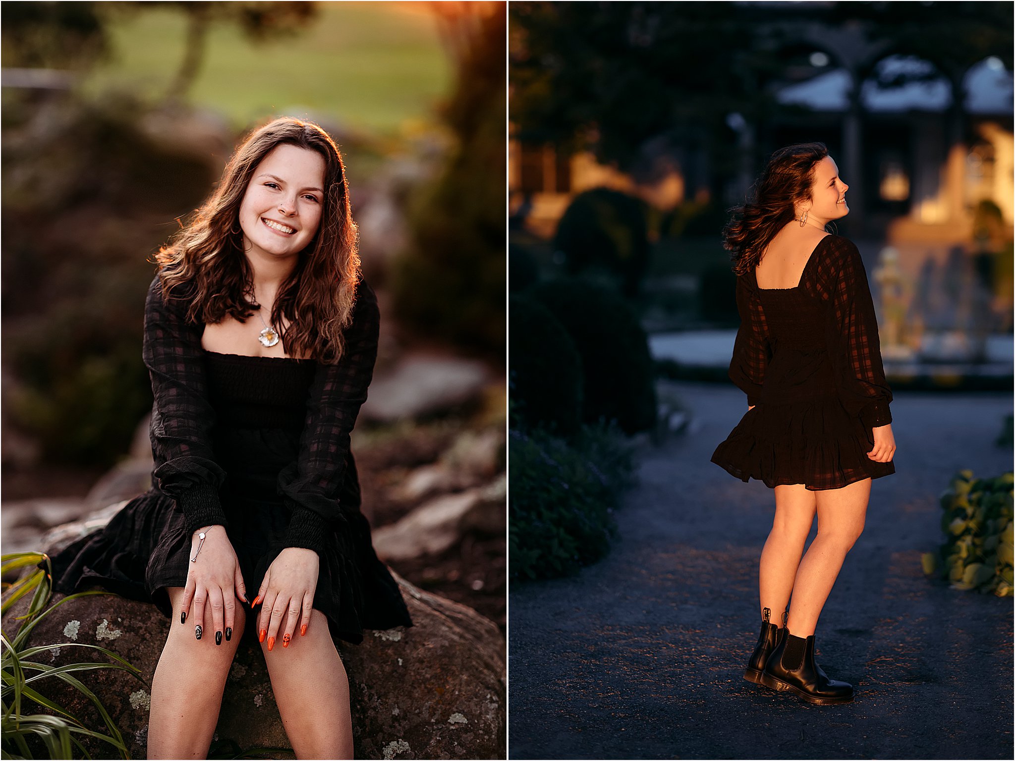 girl in black dress, senior girl photos in Connecticut