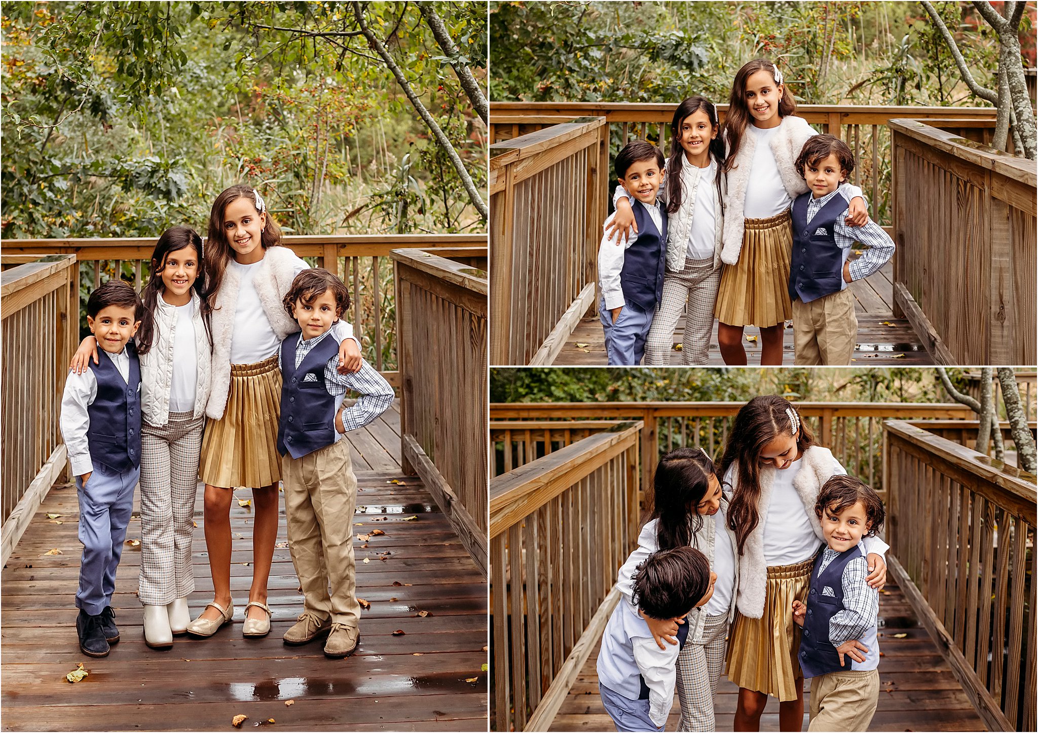 three images of four children together, CT Family photographer