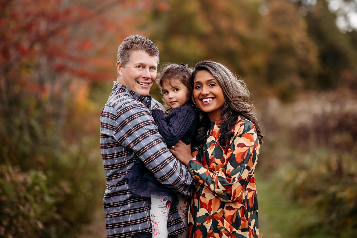 family with little girl at the park, Fall Mini-session with CT shoreline photographer