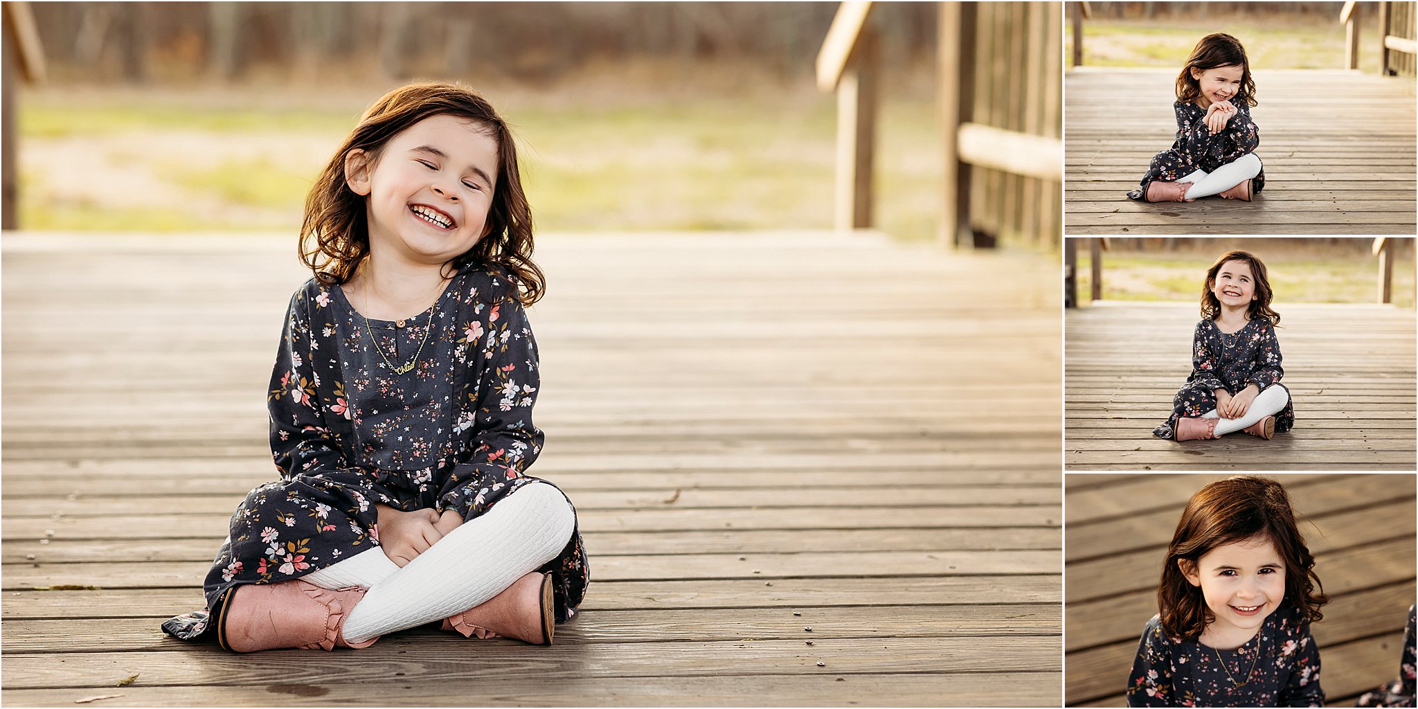little girl with black hair and floral dress, Old Lyme Family photographer