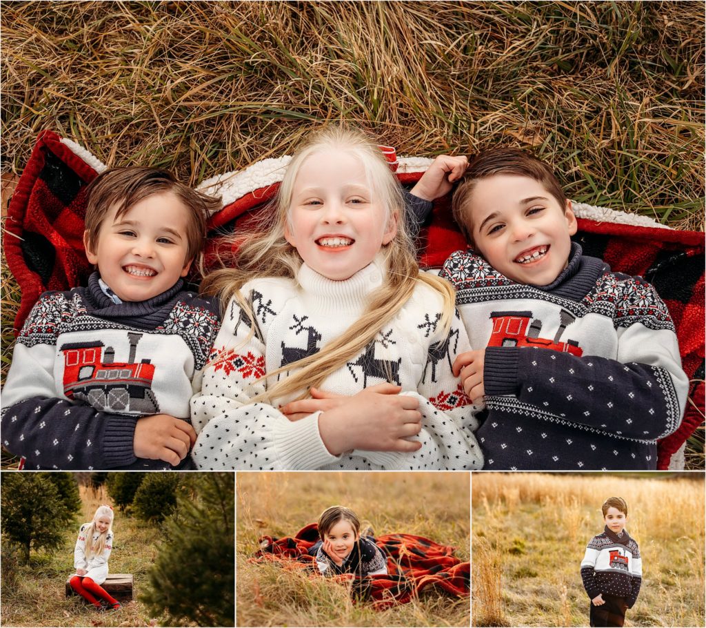 three children laying in the grass, Guilford and Madison CT Family photographer
