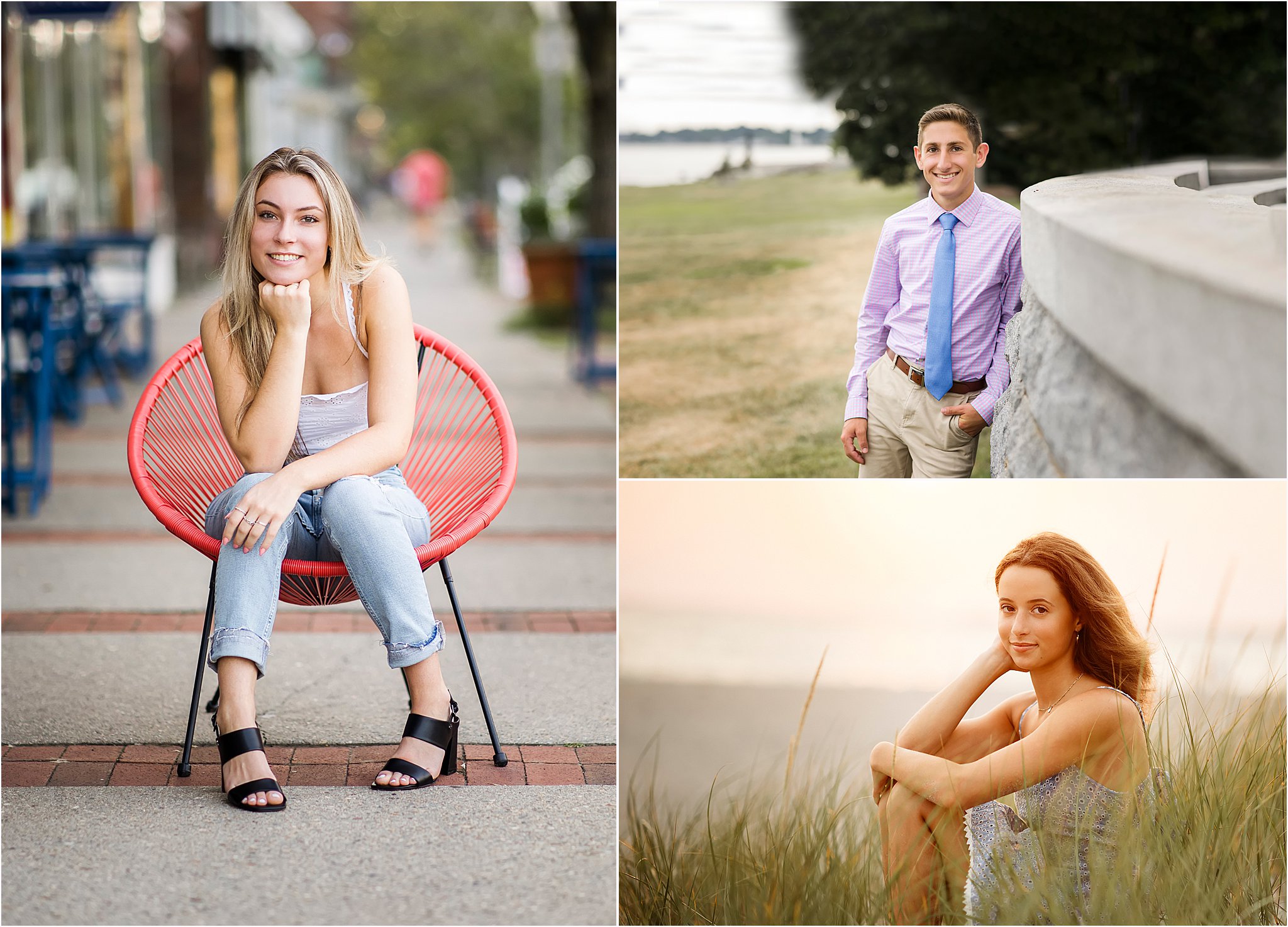 three images of high school seniors showing how to have a stress free senior photo session