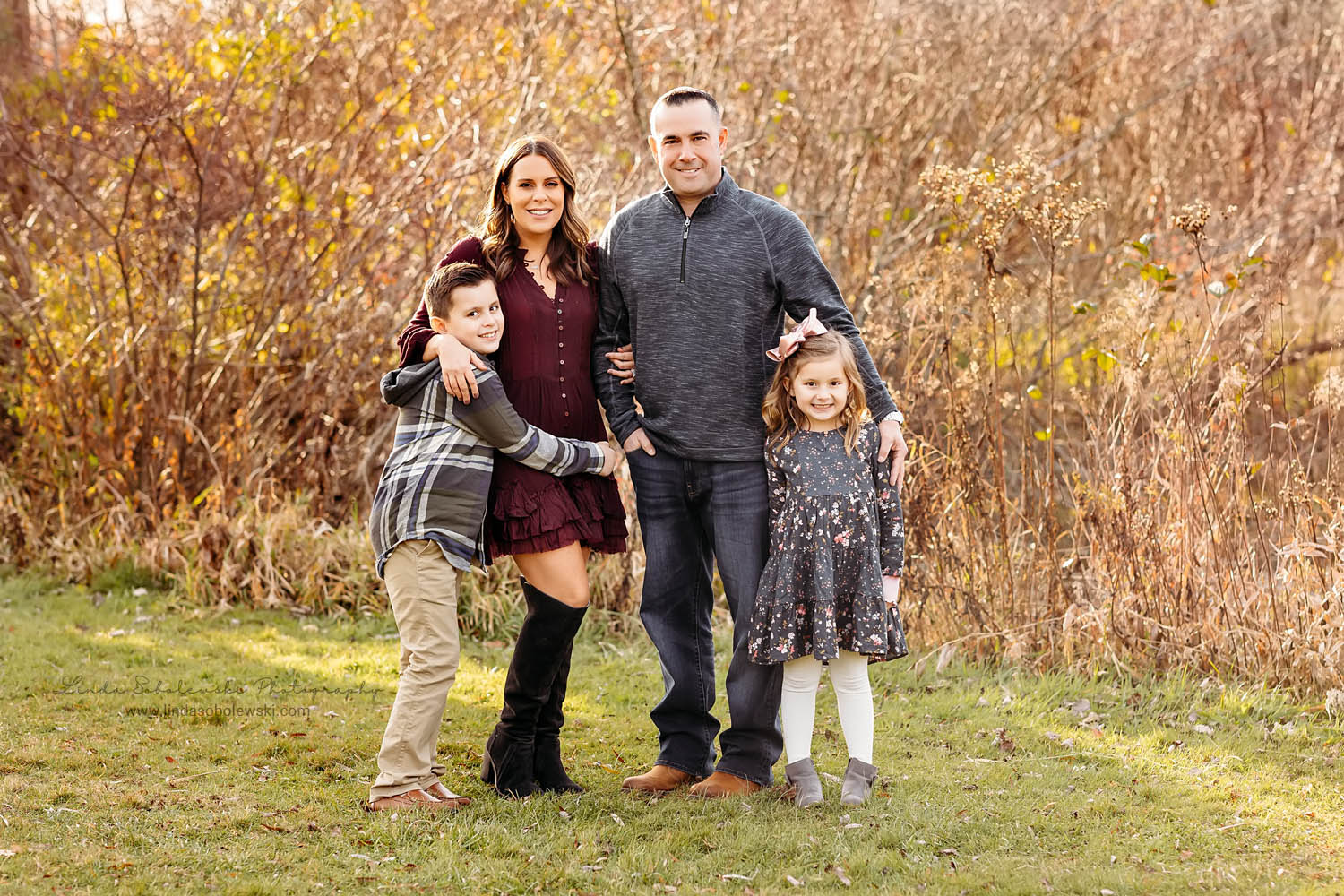 family of four at the park for a Big Family Photo Session, Essex CT photographer