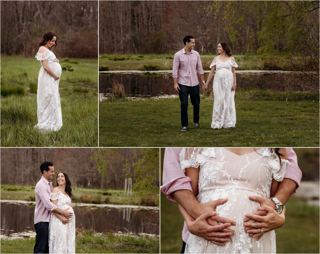 photos of a expectant mom and her husband at a park, CT Shoreline Maternity Session