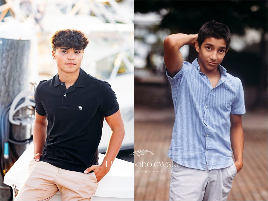 two teenage boys wearing blue shirts, CT Best Senior Photographer