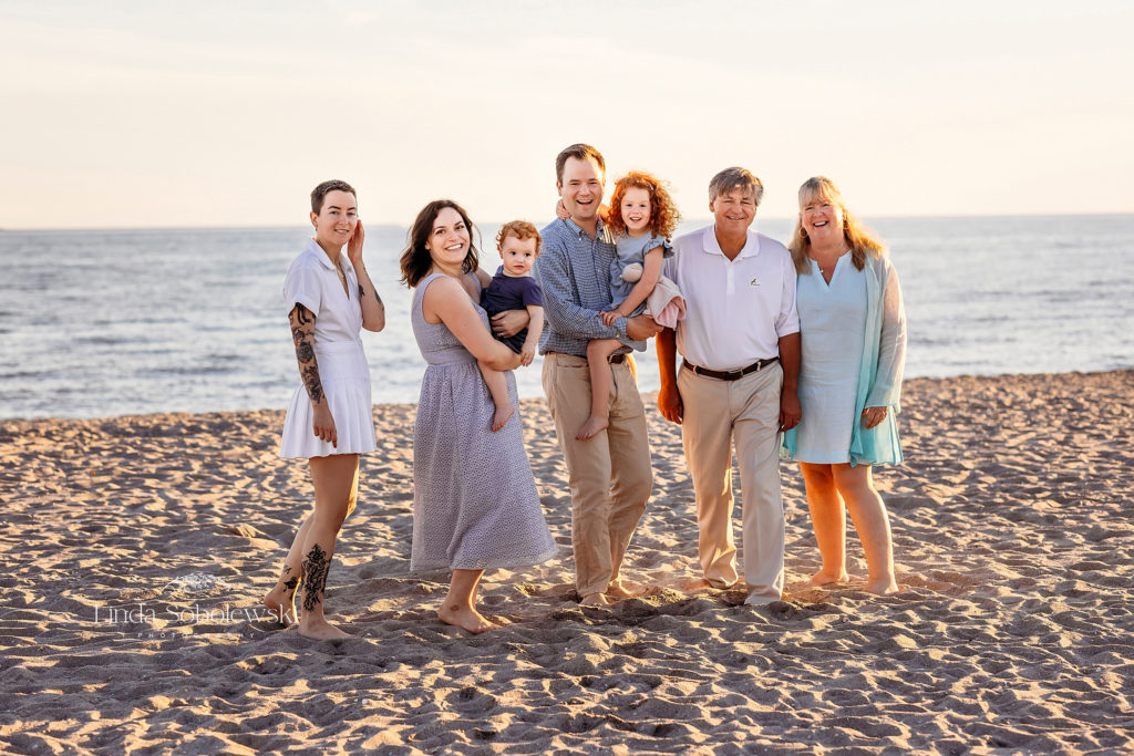 large family at the beach, big family photo shoot in Madison, CT