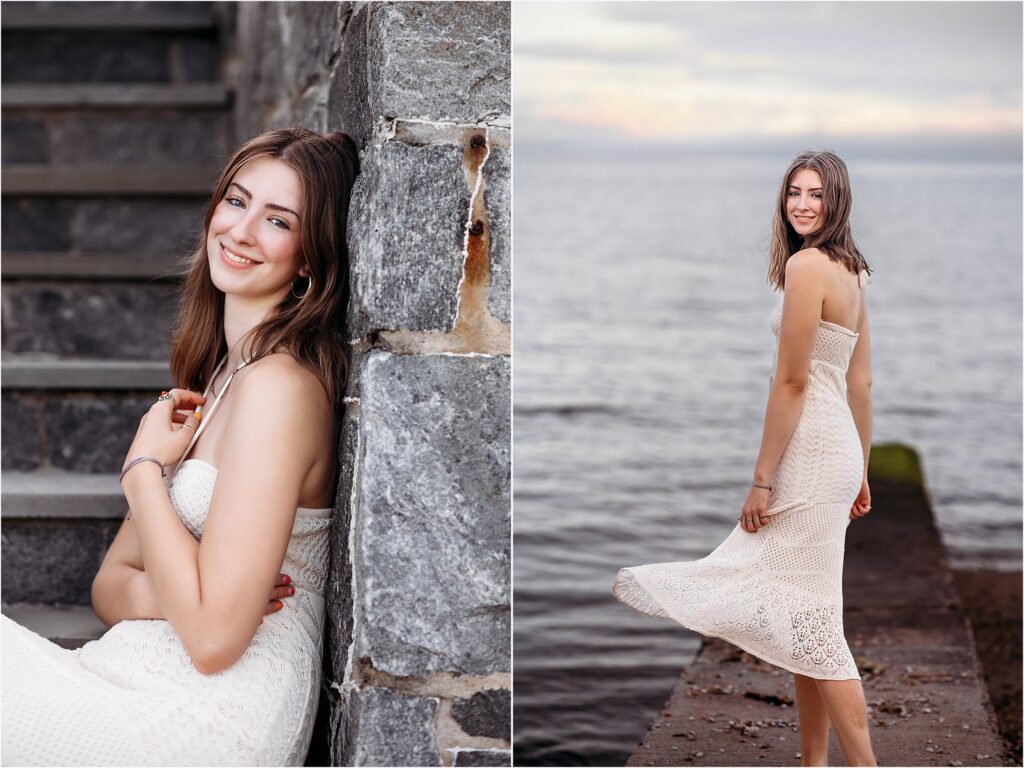 girl in white dress for a senior photo shoot, CT Best Senior Photographer