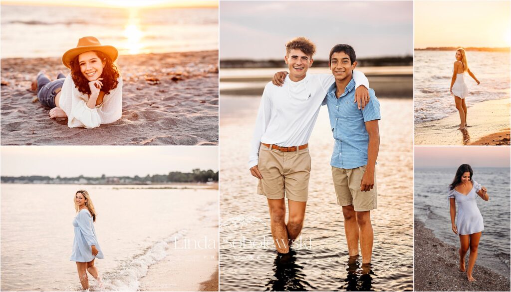 Seniors on the beach during sunset, CT Senior Photographer, 2021 Sessions Superlatives