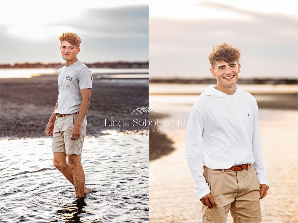 teenage boy walking at the beach, Summer Petite Session, CT Best family and senior photographer