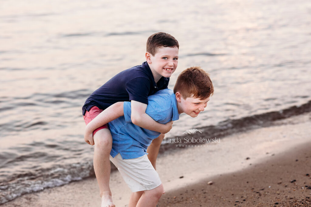 two brothers laughing together, Guilford CT Best family photographer near me