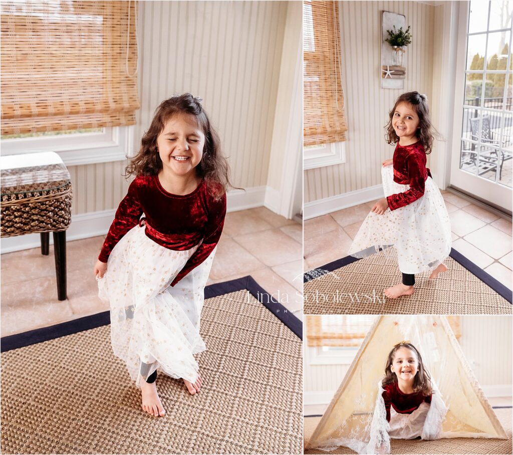 little girl in red dress spinning around, CT Best family photographer