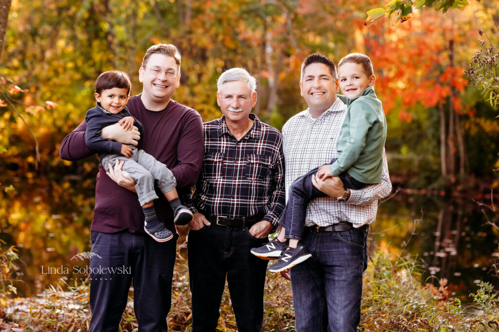 grandfather with his sons and grandsons, CT Extended family photo shoot