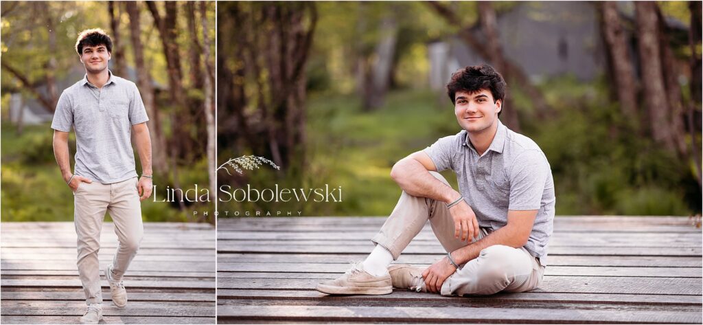 teenage boy with black hair in his backyard, Madison and Guilford CT senior photographer