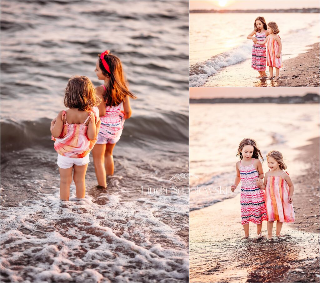 sisters at the beach, CT Family photographer